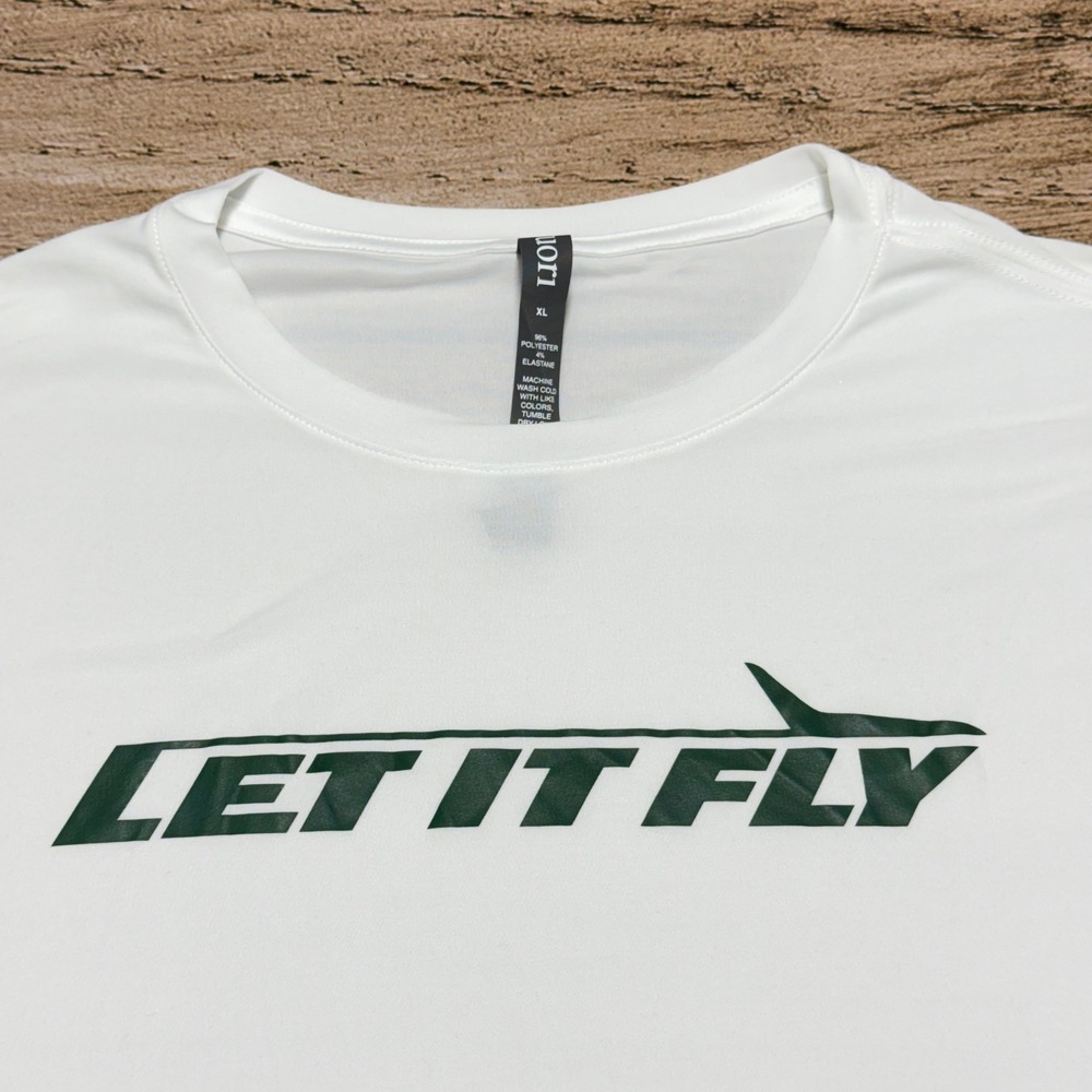 Vuori Strato Tech T-Shirt Mens XL White Let It Fly New York Jets V126 NWT